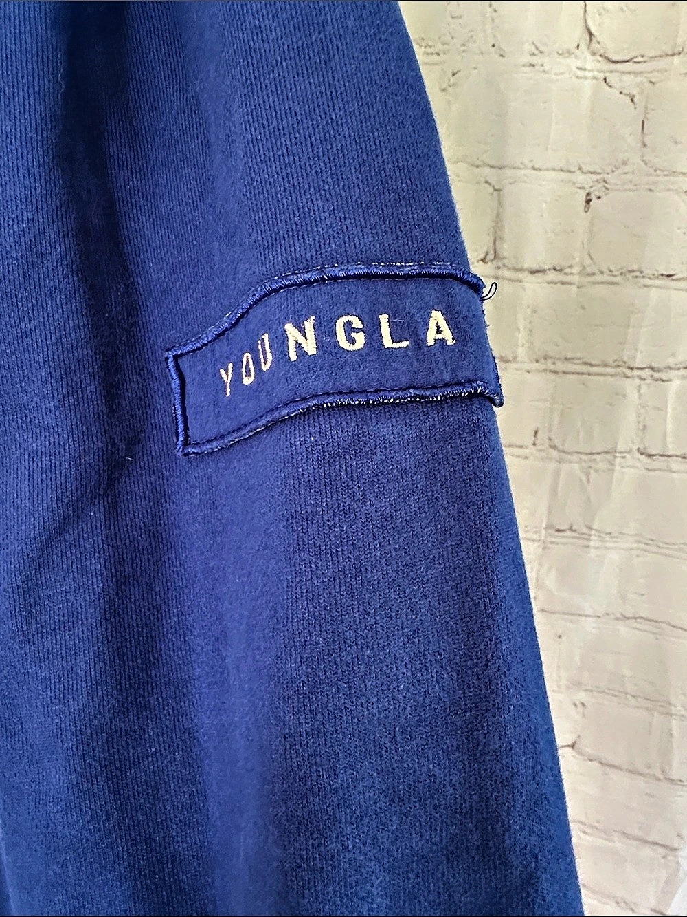 YoungLA Blue Graphic Pullover Hoodie with Kangaroo Pocket and Snaps at Neck S - Picture 8 of 12